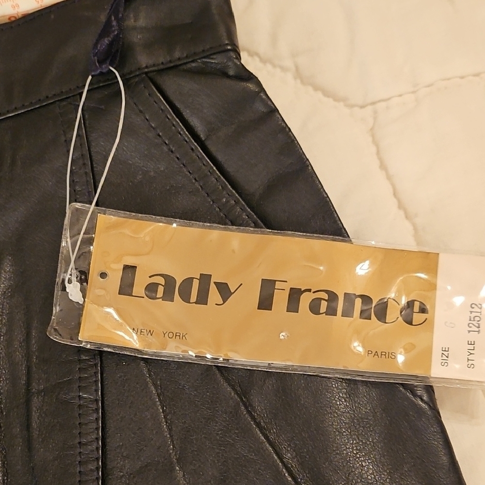 Lady France -Black Leather Skirt- Size 6 - Picture 5 of 9